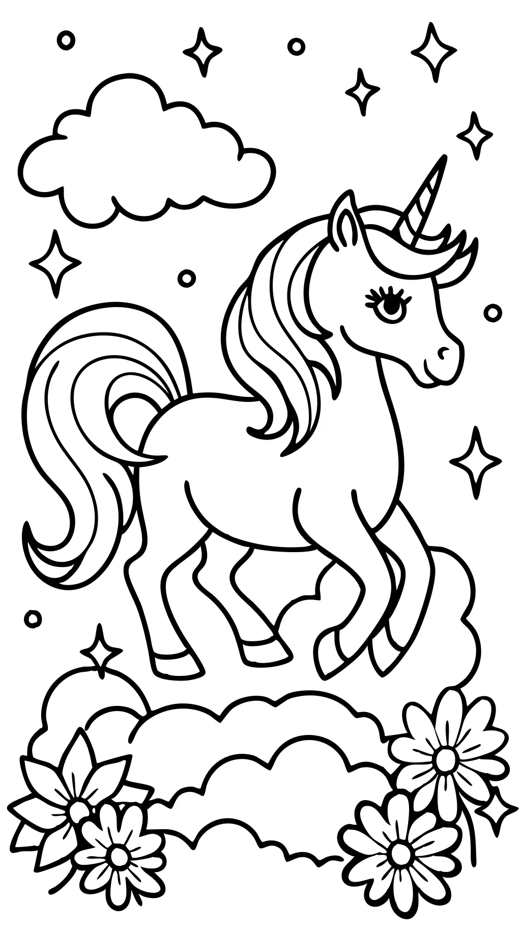 página para colorear de unicornio imprimible